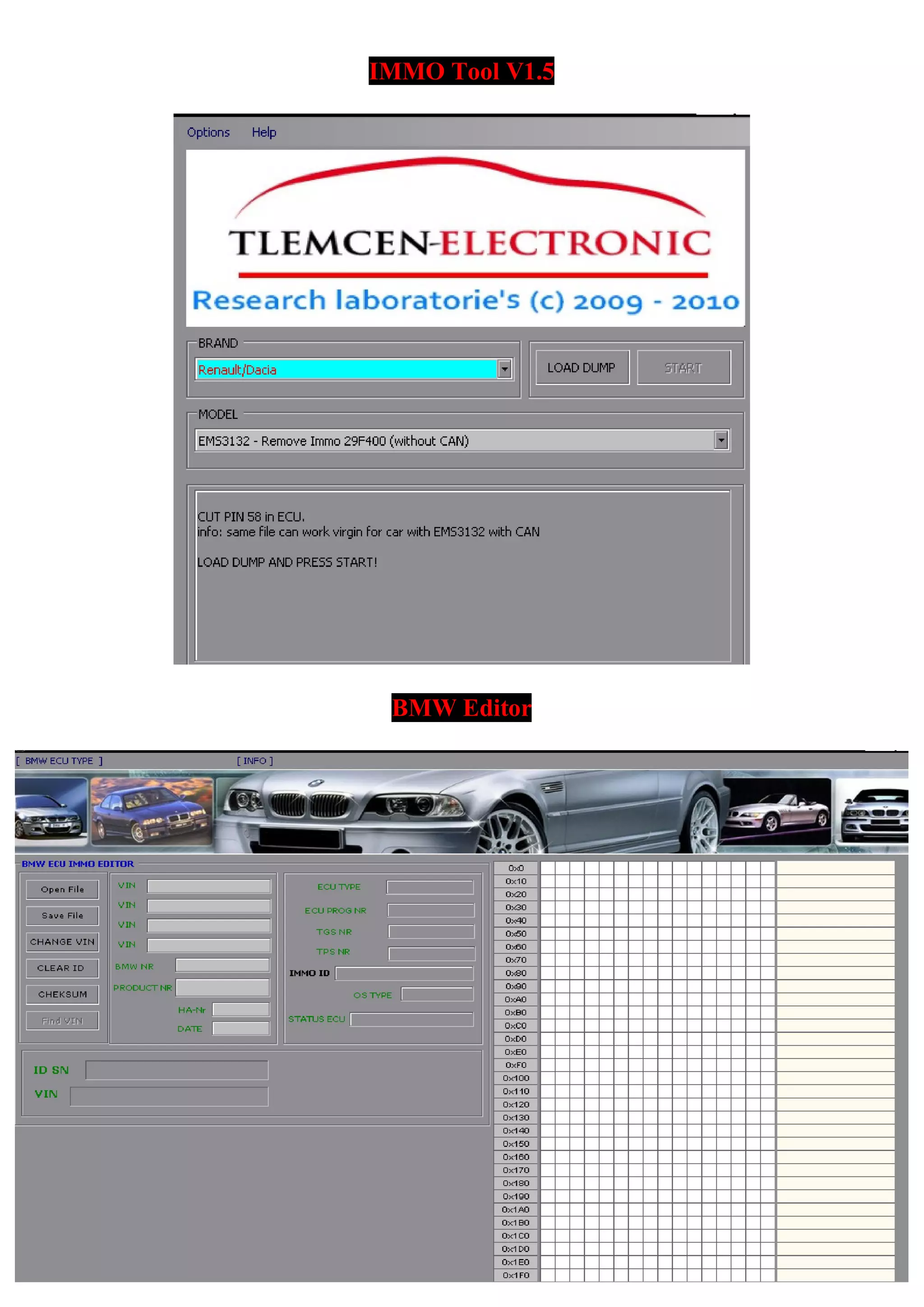 IMMO Tool V1.5
BMW Editor