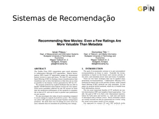 Sistemas de Recomendação
 