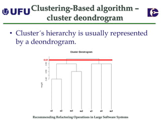 Recommending Refactoring Operations in Large Software SystemsClustering-Based algorithm – cluster deondrogram 
•Cluster´s hierarchy is usually represented by a deondrogram.  