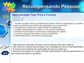 Recompensando PessoasRecompensando Pessoas
Remuneração Fixa: Prós e Contras
 