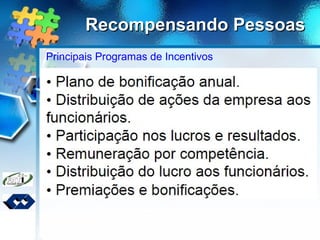 Recompensando PessoasRecompensando Pessoas
Principais Programas de Incentivos
 