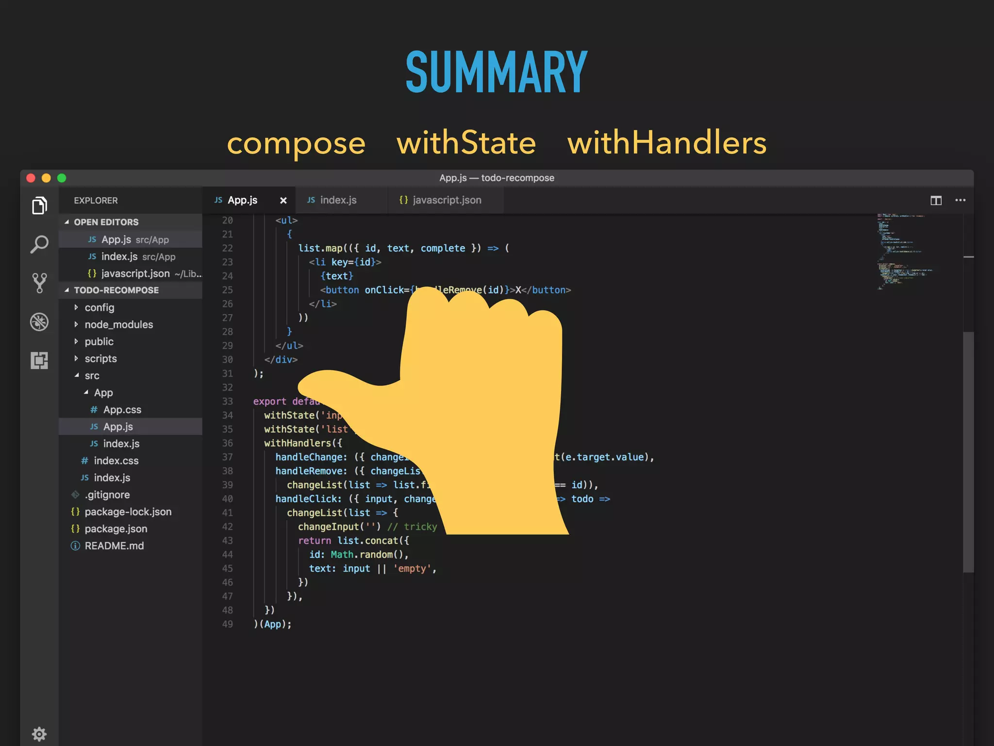 SUMMARY compose withState withHandlers 