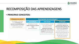 RECOMPOSIÇÃO DAS APRENDIZAGENS
• PRINCIPAIS CONCEITOS:
 