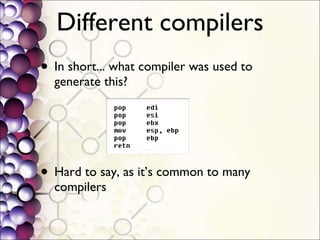 Different compilers In short... what compiler was used to generate this? Hard to say, as it’s common to many compilers 