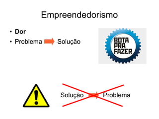 Empreendedorismo
●

Dor

●

Problema

Solução

Solução

Problema

 