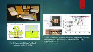 Figure 3:Fabricated prototype ,frequency response for different
voltage values. Reproduced with permission from [20],
Copyright IEEE, 2014
Fig. 2. Examples of Ultra Wide Band
antennas used with SDRs
7
 