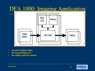 DFA 1000: Imaging Application one port captures data,  the second displays it, the AHB is used for control 
