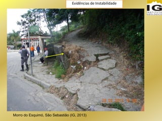 Morro do Esquimó, São Sebastião (IG, 2013)
Evidências de Instabilidade
 