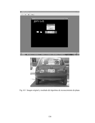 134
Fig. 6.8 Imagen original y resultado del algoritmo de reconocimiento de placas.
 