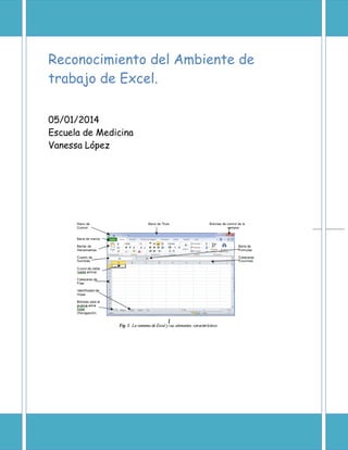 Reconocimiento del Ambiente de
trabajo de Excel.
05/01/2014
Escuela de Medicina
Vanessa López

 
