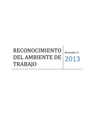 RECONOCIMIENTO
DEL AMBIENTE DE
TRABAJO

diciembre 5

2013

 