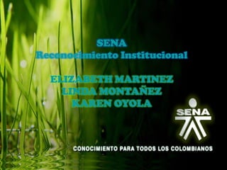 SENA
Reconocimiento Institucional
ELIZABETH MARTINEZ
LINDA MONTAÑEZ
KAREN OYOLA
 