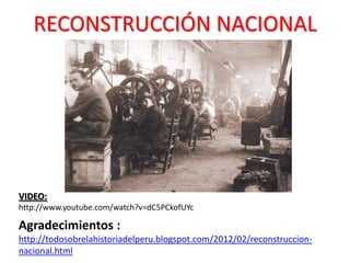 RECONSTRUCCIÓN NACIONAL

VIDEO:
http://www.youtube.com/watch?v=dC5PCkofUYc

Agradecimientos :
http://todosobrelahistoriadelperu.blogspot.com/2012/02/reconstruccionnacional.html

 
