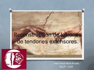 Reconstrucción de lesiones
 de tendones extensores.


               José Oscar Mora Acosta
                    R2CP - IJCR
 
