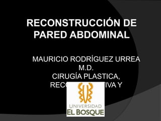 MAURICIO RODRÍGUEZ URREA
M.D.
CIRUGÍA PLASTICA,
RECONSTRUCTIVA Y
ESTETICA
RECONSTRUCCIÓN DE
PARED ABDOMINAL
 