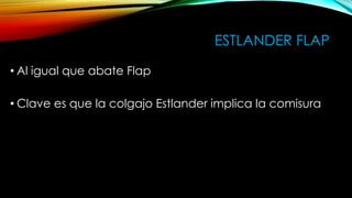 ESTLANDER FLAP
• Al igual que abate Flap
• Clave es que la colgajo Estlander implica la comisura

 