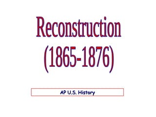 Reconstruction (1865-1876) AP U.S. History 