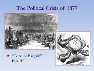 The Political Crisis of 1877
 “Corrupt Bargain”
Part II?
 