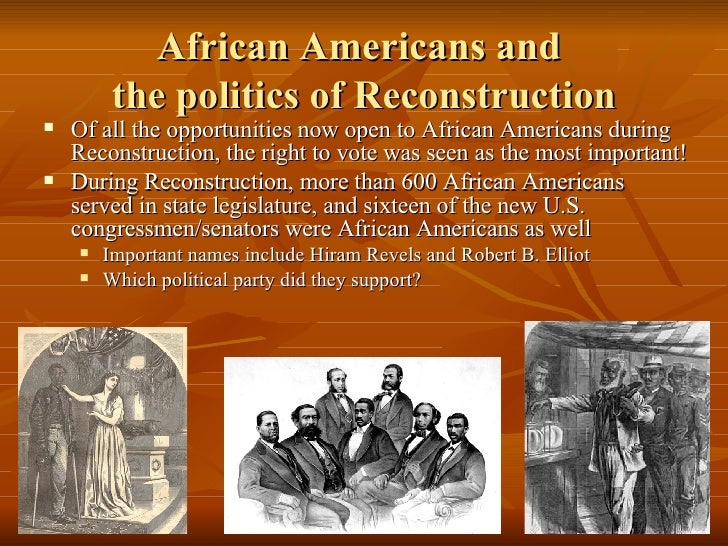 african american reconstruction Education, denied them under slavery, was essential to the african-american understanding of freedom young and old, the freedpeople flocked to the schools established after the civil war for both races, reconstruction laid the foundation for public schooling in the south. african american reconstruction Education, denied them under slavery, was essential to the african-american understanding of freedom young and old, the freedpeople flocked to the schools established after the civil war for both races, reconstruction laid the foundation for public schooling in the south.