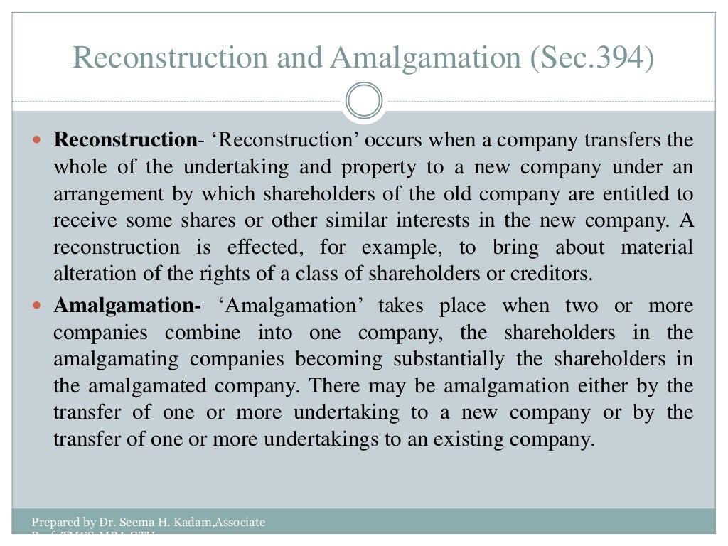 Reconstruction and amalgamation