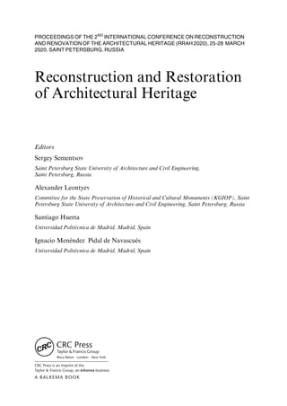 - Reconstruction And Restoration Of Architectural Heritage-Crc Press ...