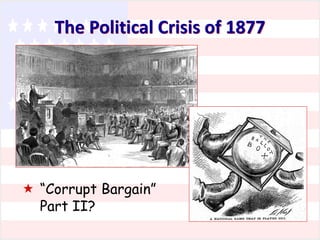 The Political Crisis of 1877

 “Corrupt Bargain”
Part II?

 