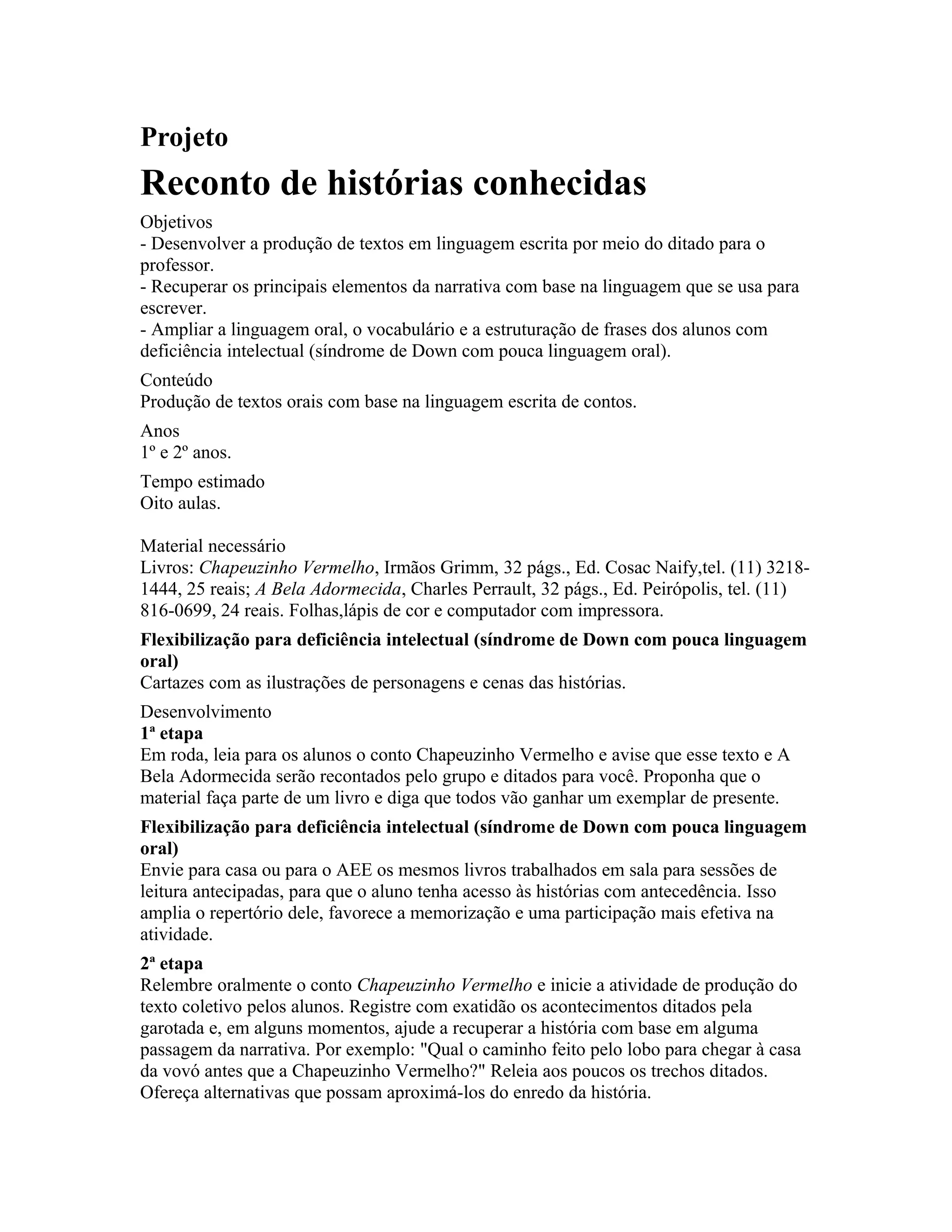 Reconto de histórias conhecidass | RTF