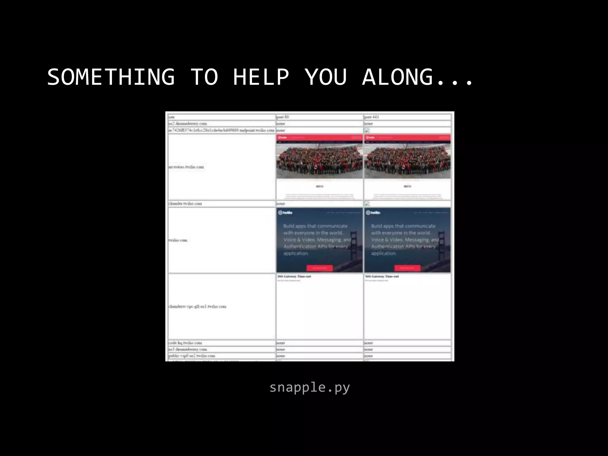 SOMETHING TO HELP YOU ALONG...
snapple.py
 