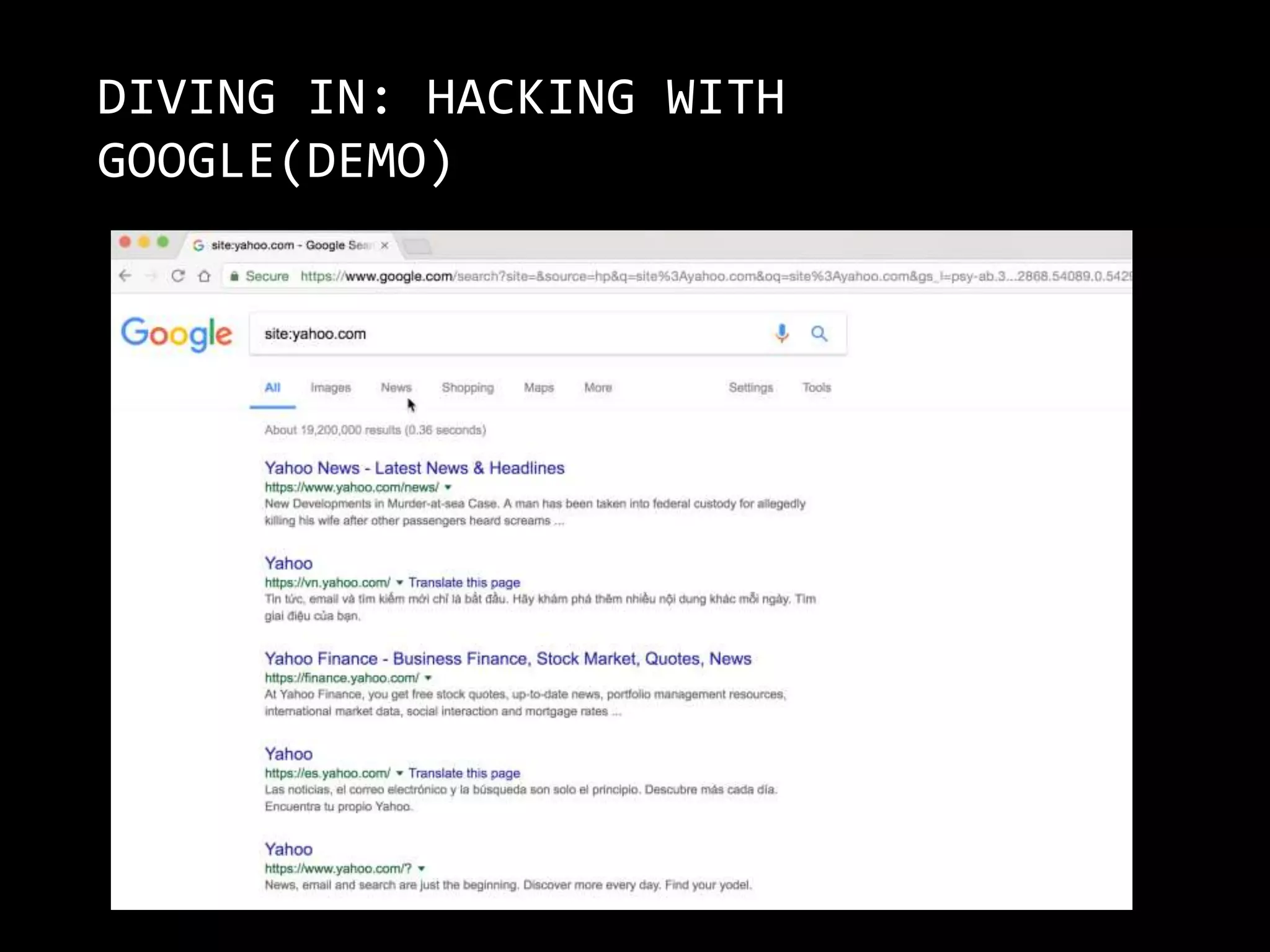 DIVING IN: HACKING WITH
GOOGLE(DEMO)
 