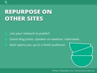 9.
8.
7.
6.
5.
4.
3.
2.
1.

REPURPOSE ON
OTHER SITES

 