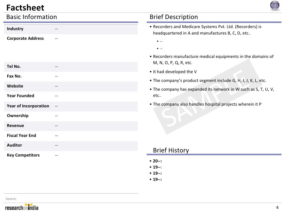 Recorders and Medicare Systems Pvt Ltd. Company Profile