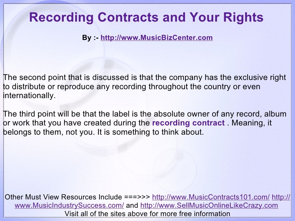 Recording Contracts and Your Rights