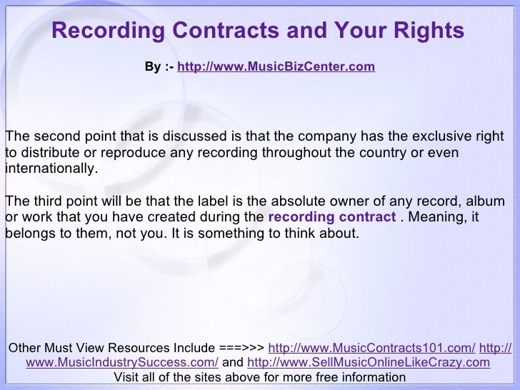 Recording Contracts and Your Rights
