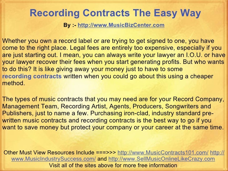 Recording Contracts The Easy Way