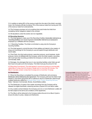 Recording Contract Agreement Analysis