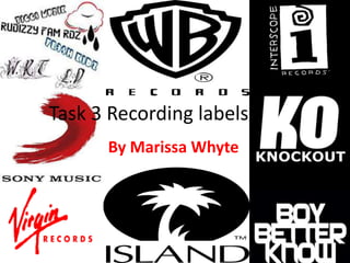 Task 3 Recording labels
By Marissa Whyte
 