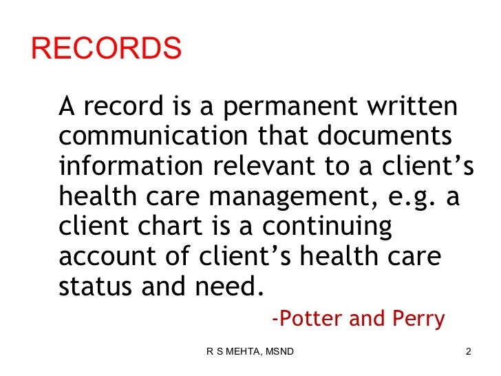 Recording & reporting