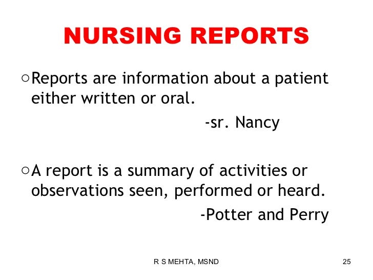 Recording & reporting