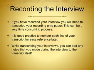 Recording the interview | PPT