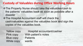 Valuable Keeping Sign RECORD KEEPING AND MANAGEMENT OF PATIENT’S VALUABLES AND.pptx