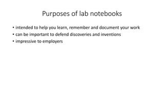 Record keeping and lab notebooks | PPTX