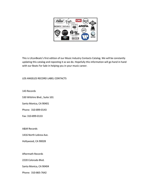 Contact record labels