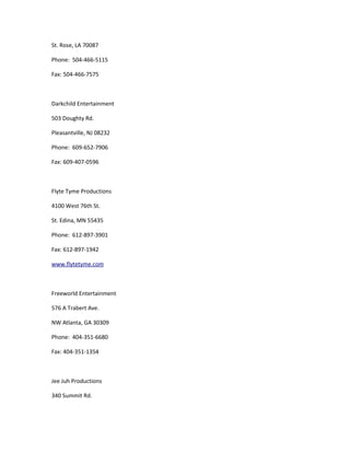 Record Label Contacts