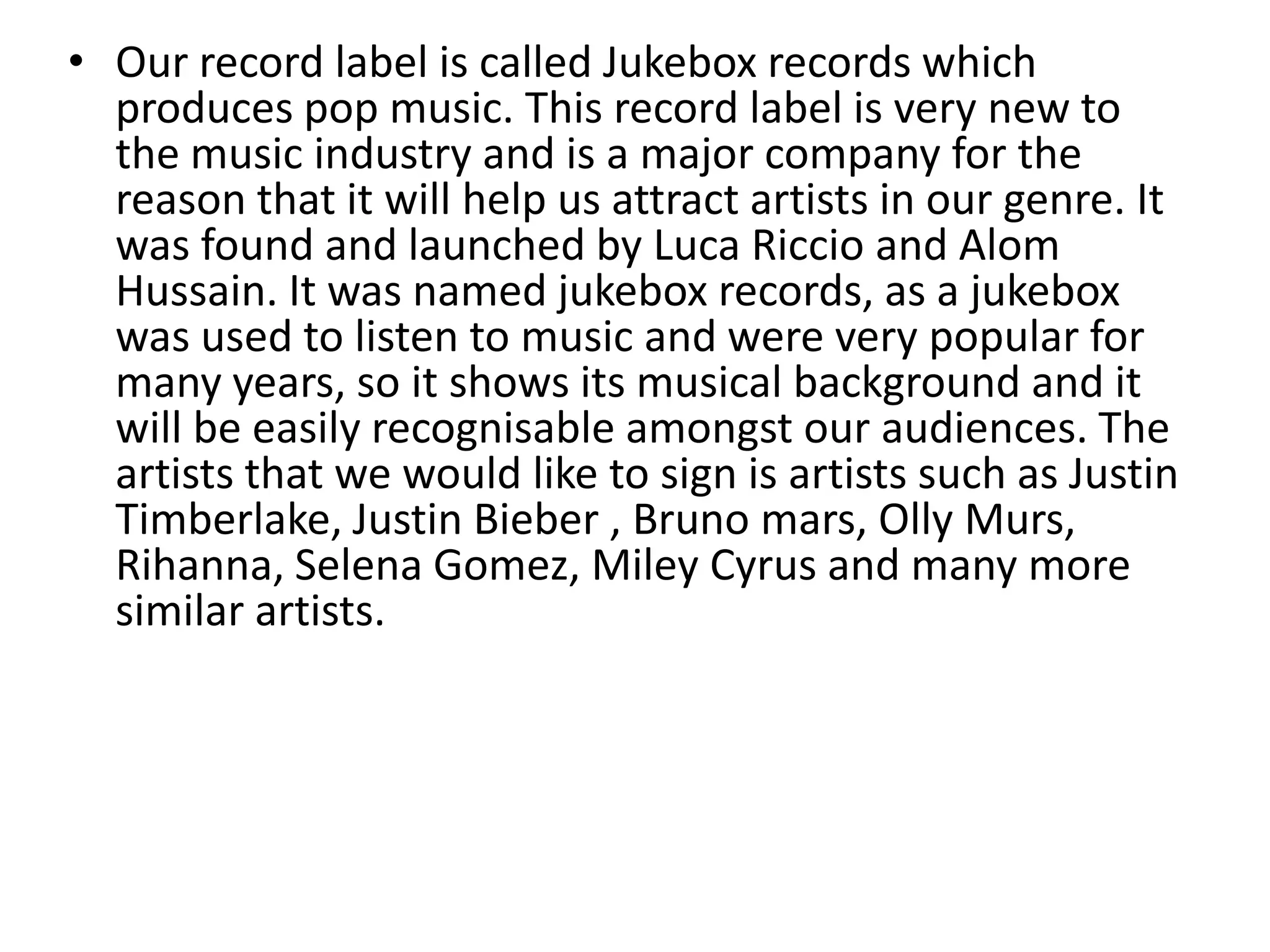 Record labels and permissison PPTX