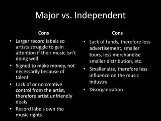 Indie VS Major Record Label: The Major Differences
