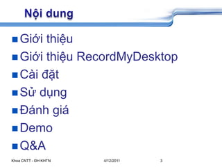 Record mydesktop