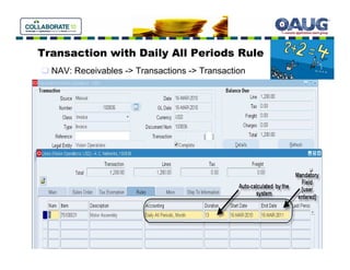 Transaction with Daily All Periods Rule
  NAV: Receivables -> Transactions -> Transaction
 