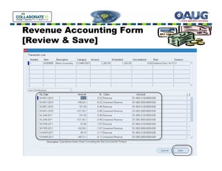 Revenue Accounting Form
[Review & Save]
 