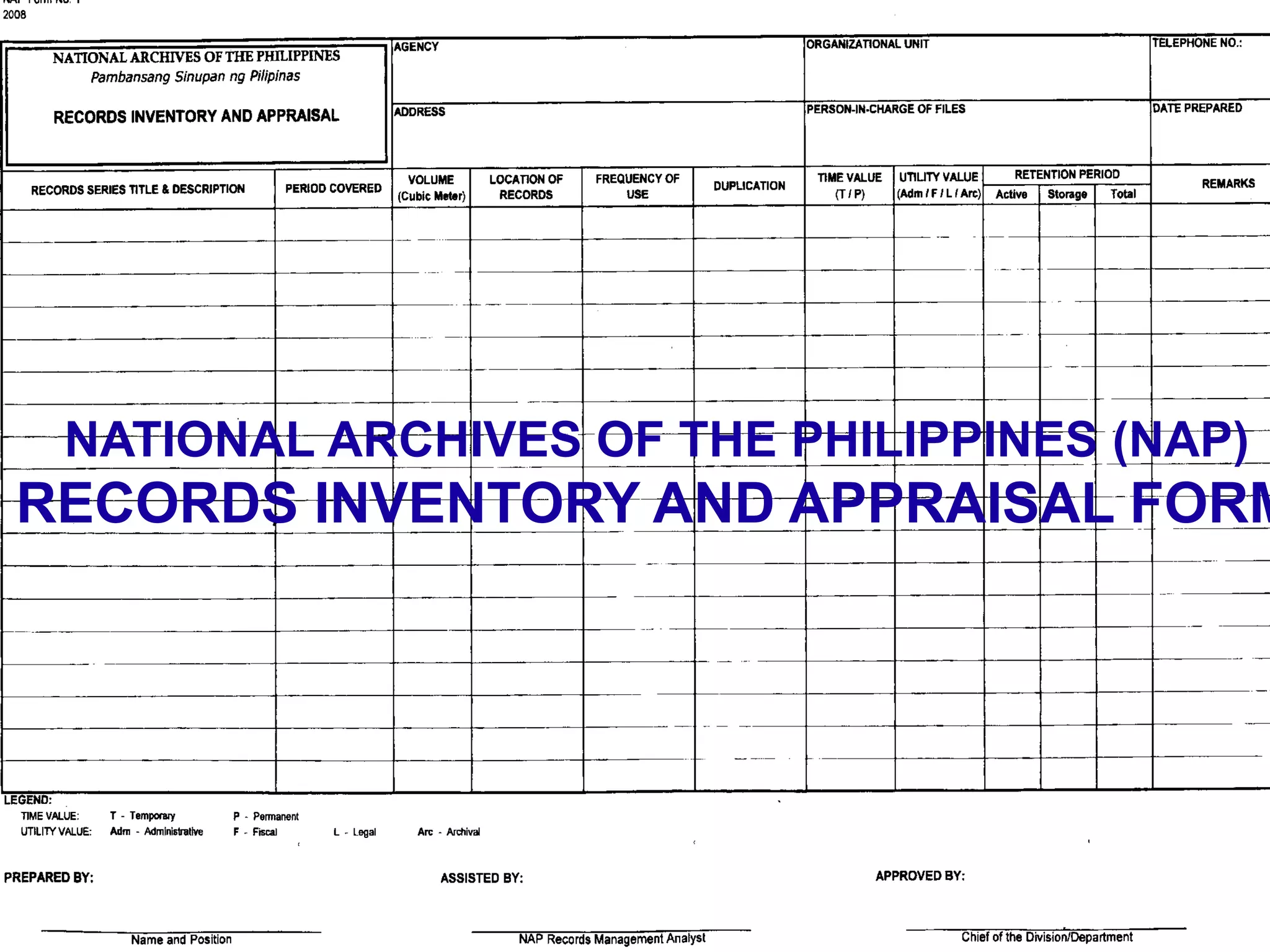 Grs Records Inventory Sample Form records management | PDF