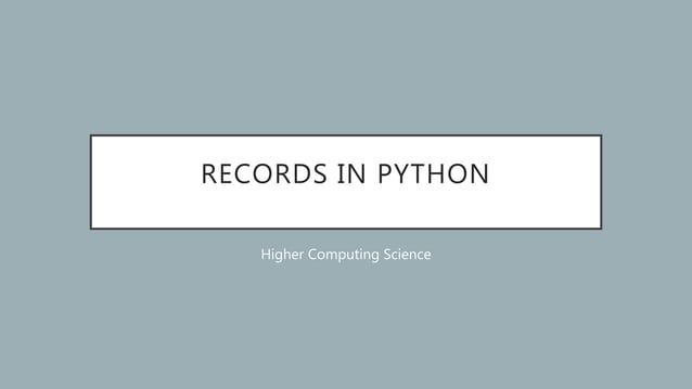Records in Python | PPT
